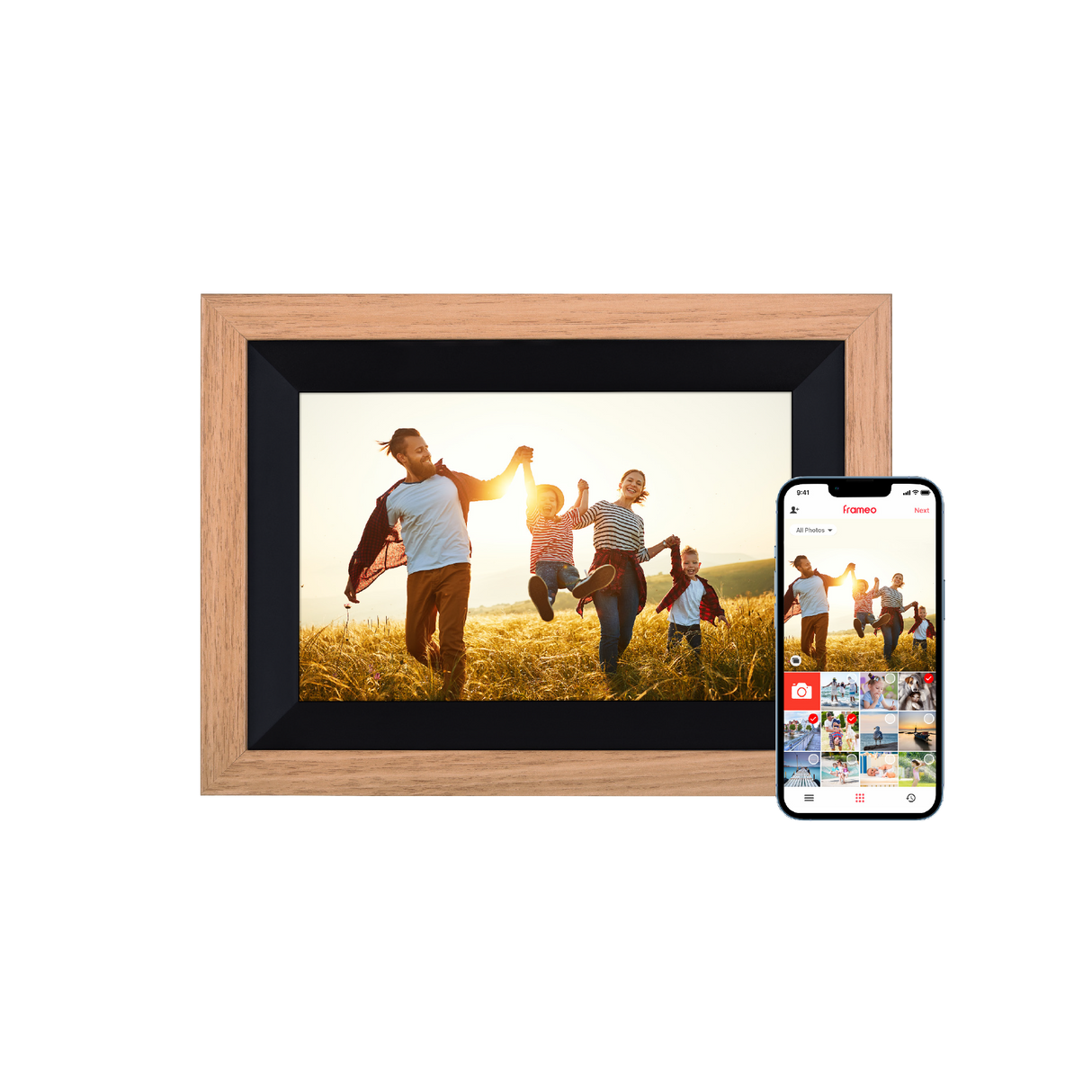 Smarter picture frame | 10 "Diagonal | WIFI | App Control | Wood frame | Model 105